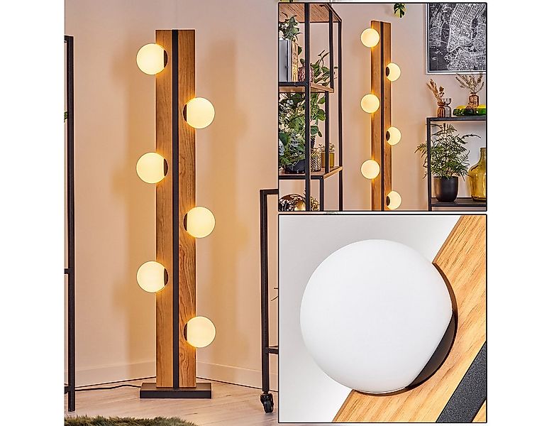 hofstein Stehlampe Stehlampe aus Holz/Metall/Glas in Naturfarben/Schwarz/We günstig online kaufen