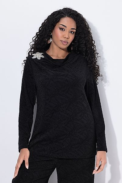 Ulla Popken Longsleeve Shirt Blüte Stehkragen günstig online kaufen