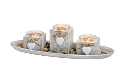 Spetebo Kerzentablett Teelichthalter Deko Set 8-teilig günstig online kaufen