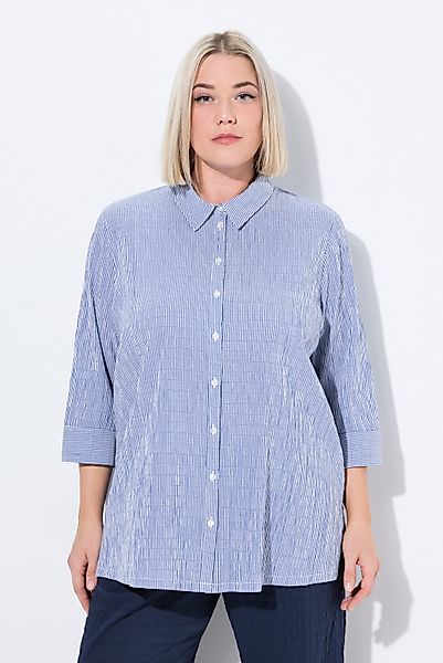 Ulla Popken Hemdbluse Bubble-Bluse Streifen Hemdkragen günstig online kaufen