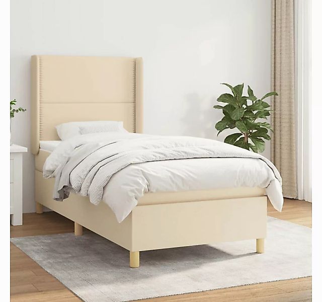 vidaXL Boxspringbett Boxspringbett mit Matratze Creme 100x200 cm Stoff Bett günstig online kaufen