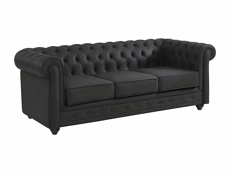 Ledersofa 3-Sitzer - Büffelleder - Schwarz - CHESTERFIELD günstig online kaufen