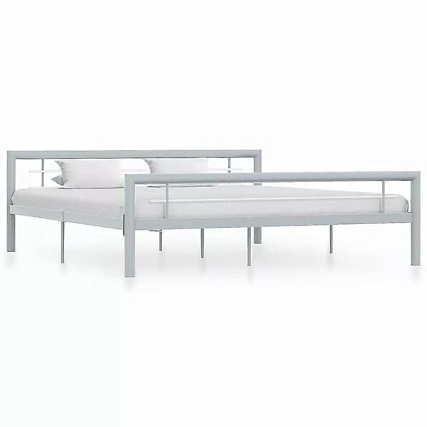 furnicato Bett Bettgestell Grau und Weiß Metall 180 × 200 cm günstig online kaufen