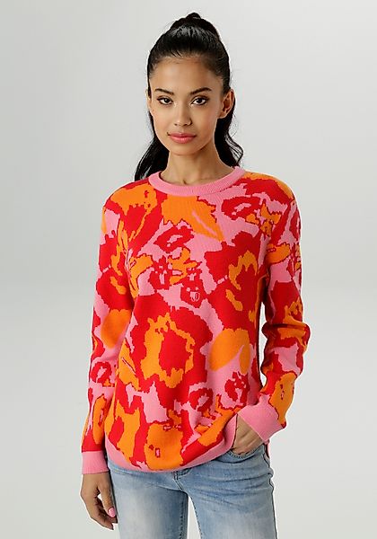 Aniston SELECTED Strickpullover im auffälligen, floralen günstig online kaufen