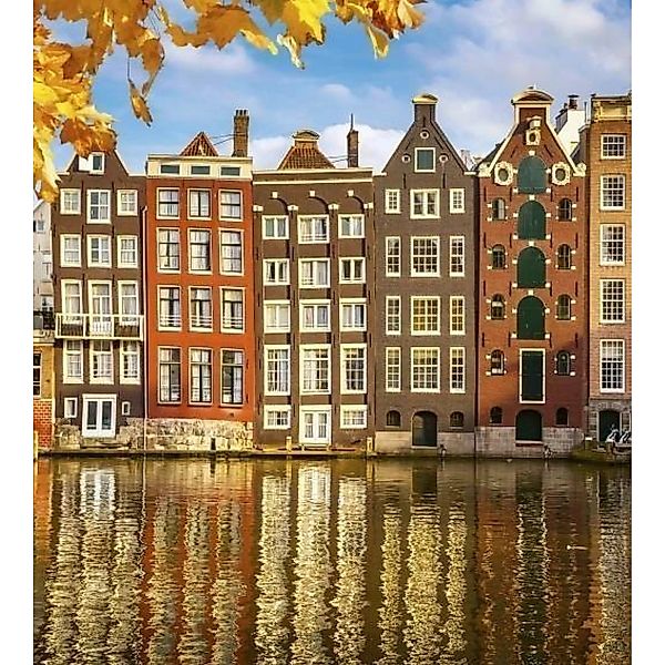 Fototapete HOUSES IN AMSTERDAM  | MS-3-0024 | Orange | Digitaldruck auf Vli günstig online kaufen