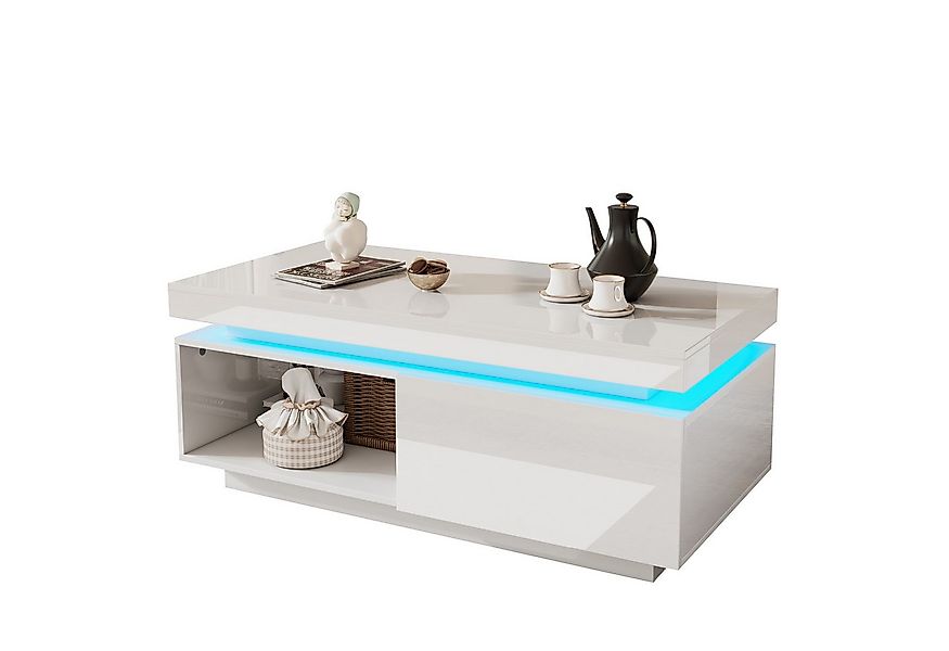 REDOM Couchtisch Moderner Couchtisch Hochglanz schwarz-weiß (Wohnzimmertisc günstig online kaufen