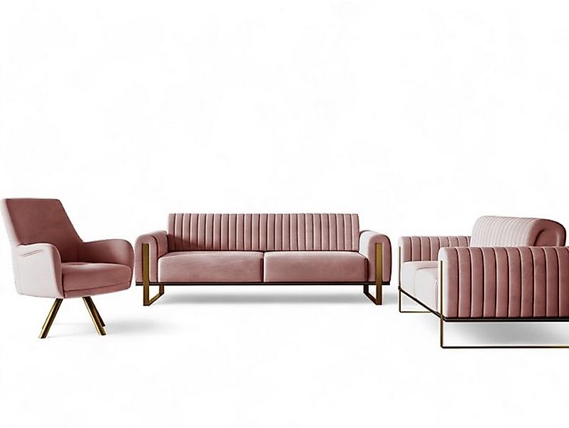 Fun Möbel Polstergarnitur Sofaset Designersofas FUN MADINA 3-2-1 in Stoff S günstig online kaufen