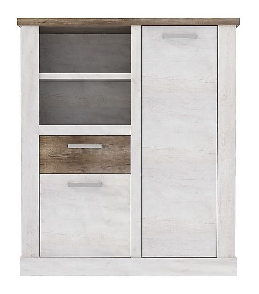 Highboard 2-trg 1 Schubkasten Duro von Forte Pinia Weiß / Eiche Antik günstig online kaufen