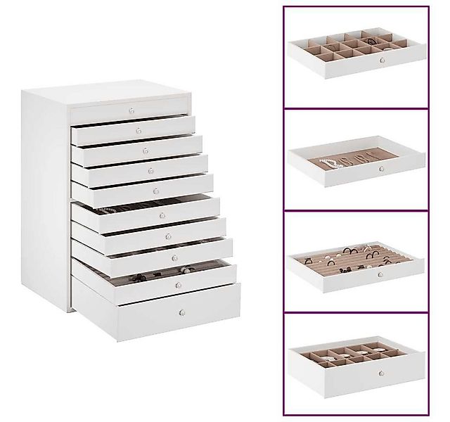 vidaXL Schmuckständer Schmuckkästchen 10-lagig mit Uhrenhaltern Weiß 29x20, günstig online kaufen