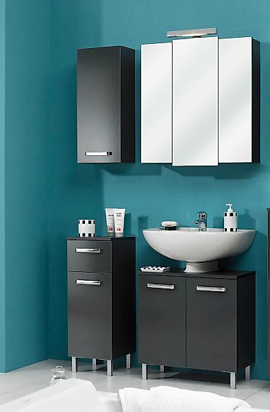 Saphir Badmöbel-Set "Quickset 4-teilig, Waschbeckenunterschrank mit LED-Spi günstig online kaufen