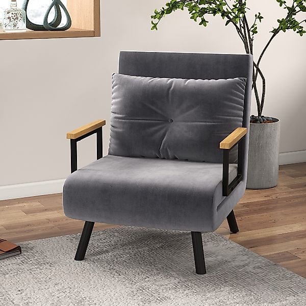 HOMCOM Sessel 2-in-1 Schlafsessel Gästebett, verstellbare Kopfstütze Samtd- günstig online kaufen
