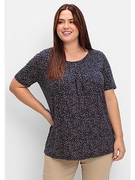 Sheego T-Shirt Große Größen mit Tupfen-Alloverdruck und gelegten Falten günstig online kaufen