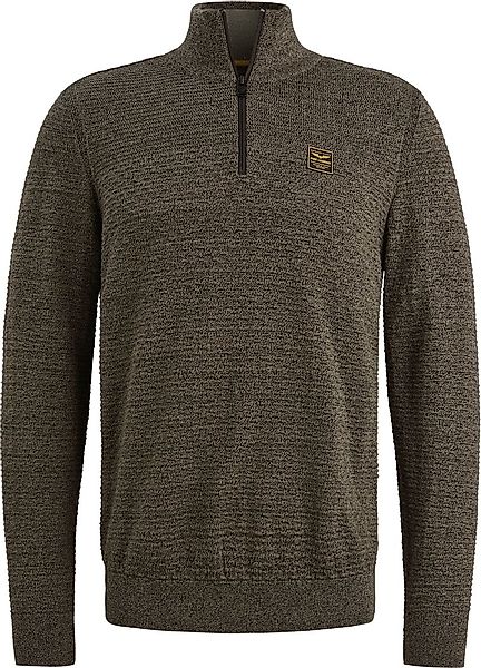 PME Legend Half Zip Structure Mouliné Sweater Dusky Grün - Größe M günstig online kaufen