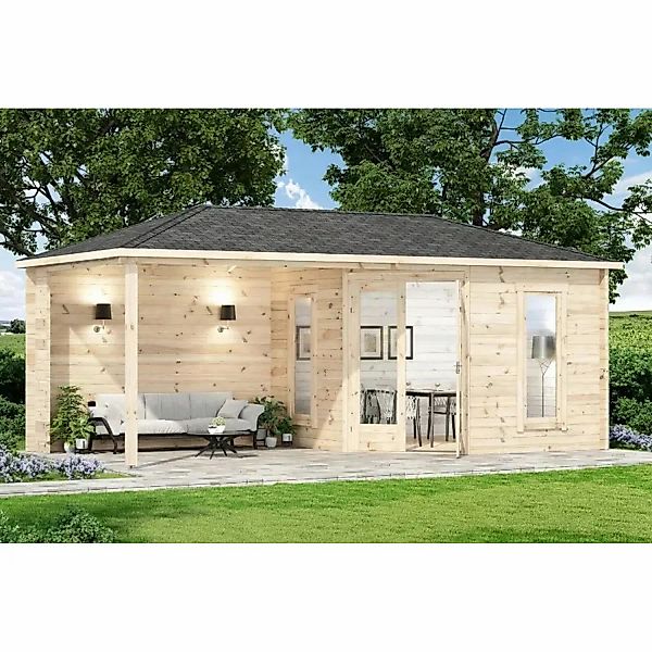 Alpholz 5-Eck Gartenhaus Liwa Walmdach Unbehandelt 575 cm x 272 cm günstig online kaufen