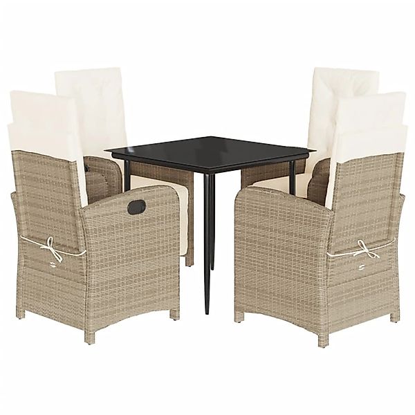 vidaXL 5-Tlg Garten-Essgruppe mit Kissen Beige Poly Rattan 3212578 günstig online kaufen