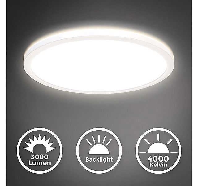 B.K.Licht Deckenleuchte Deckenlampe Ultraflach Backlight 4000K 22W 3000lm - günstig online kaufen