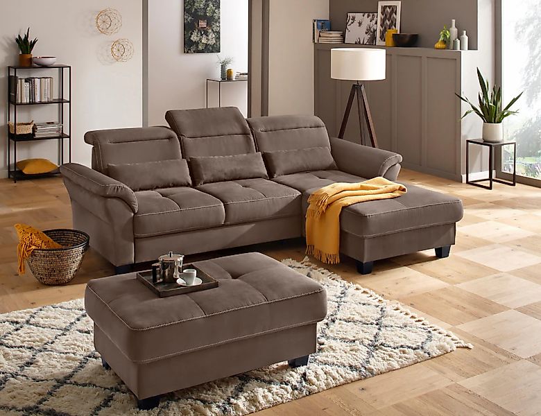 Home affaire Ecksofa "Solvei L-Form" mit Recamierenabschluß und Sitztiefenv günstig online kaufen