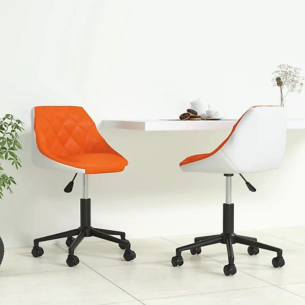 Esszimmerstühle 2 Stk. Drehbar Orange Und Weiß Kunstleder günstig online kaufen
