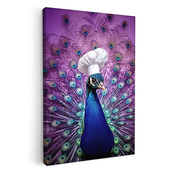 OneMillionCanvasses® Leinwandbild Pfau - Kochmütze - günstig online kaufen