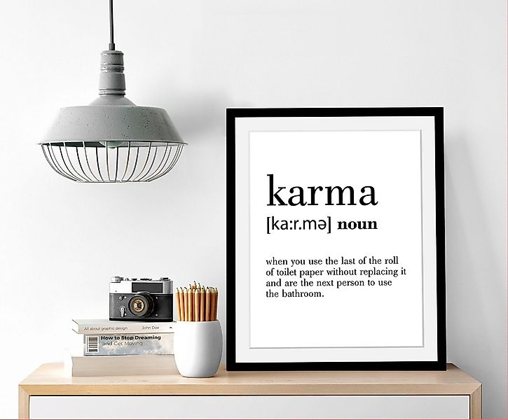 queence Bild »Karma«, Schwarz-Weiß-Schriftzug-Motivationsbilder, HD Premium günstig online kaufen