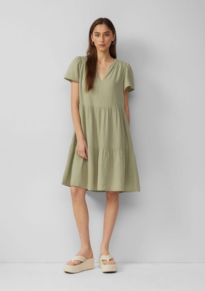 QS Minikleid Volantkleid aus Musselin Raffung günstig online kaufen