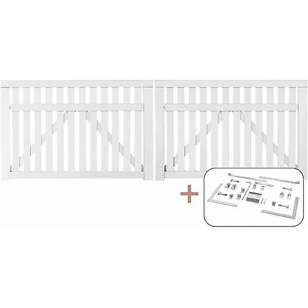 Doppeltor Country Nadelholz Weiß 300 cm x 98 cm günstig online kaufen
