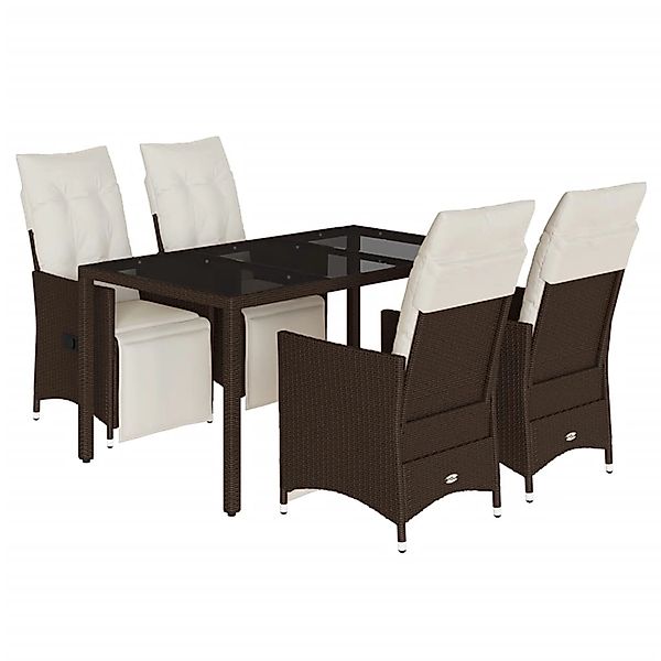 vidaXL 5-Tlg Garten-Bistro-Set mit Kissen Braun Poly Rattan 3276917 günstig online kaufen