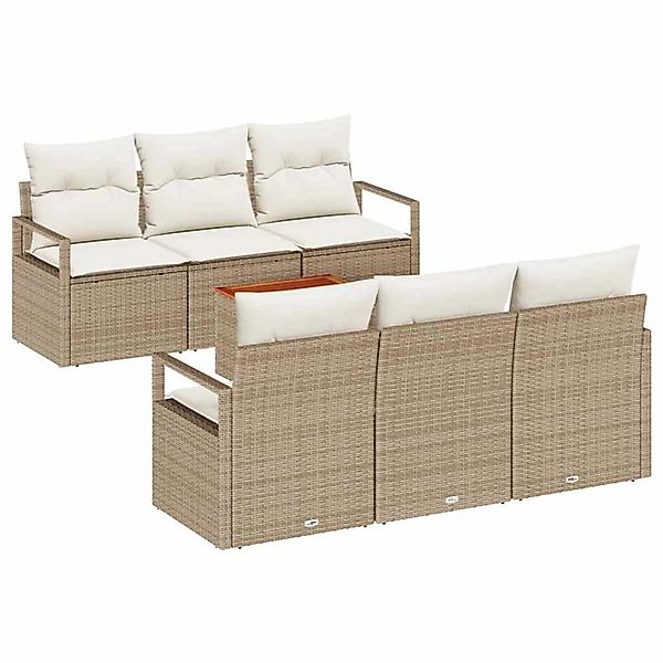 vidaXL Garten-Sofa-Set 7-Tlg Beige Weiß 3356321 günstig online kaufen