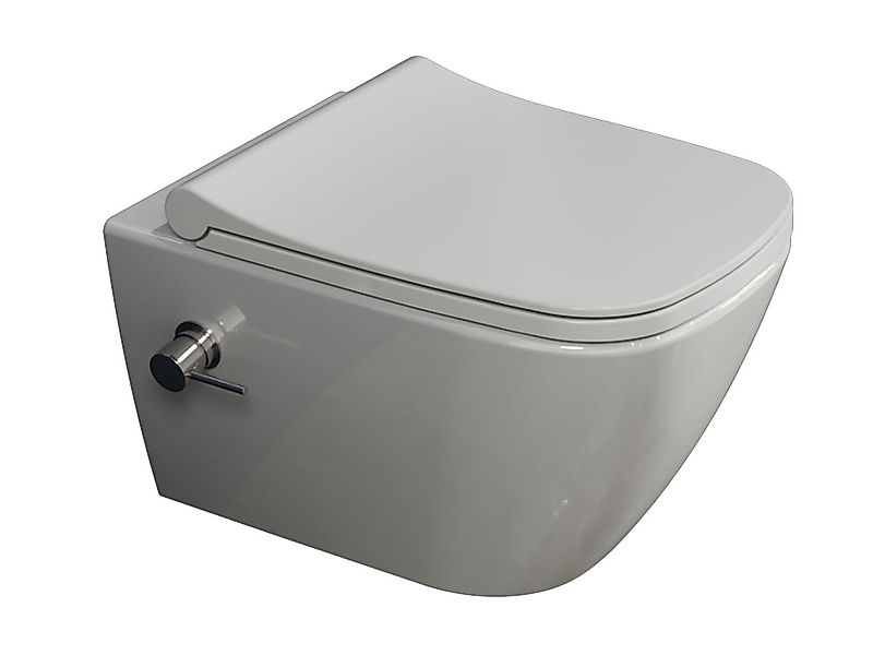 Aqua Bagno Dusch-WC Hänge-Dusch-WC spülrandlos Toilette inkl. Ventil & WC-S günstig online kaufen