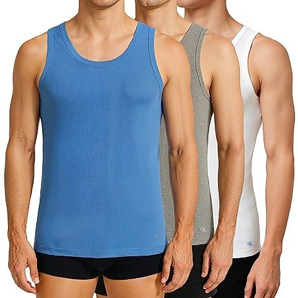 Calvin Klein 3-er Set Tanktop Weiß, Grau & Blau günstig online kaufen