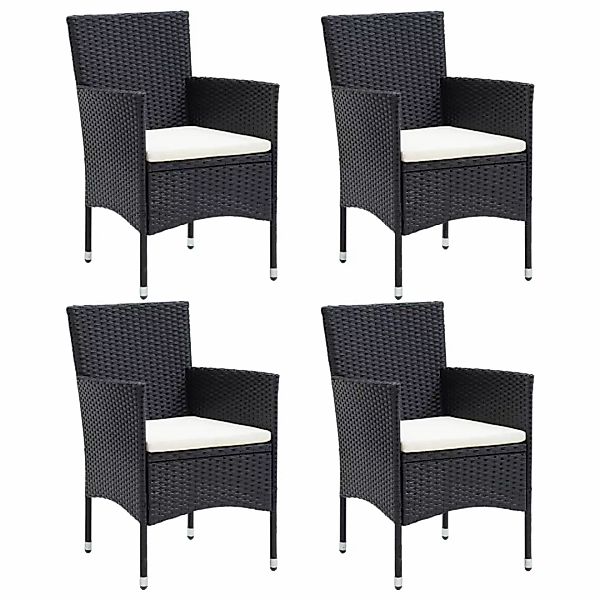 Garten-essstühle 4 Stk. Poly Rattan Schwarz günstig online kaufen