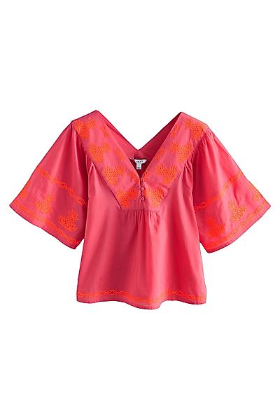Next Shirtbluse Kurzarmoberteil mit Ananas-Stickerei (1-tlg) günstig online kaufen
