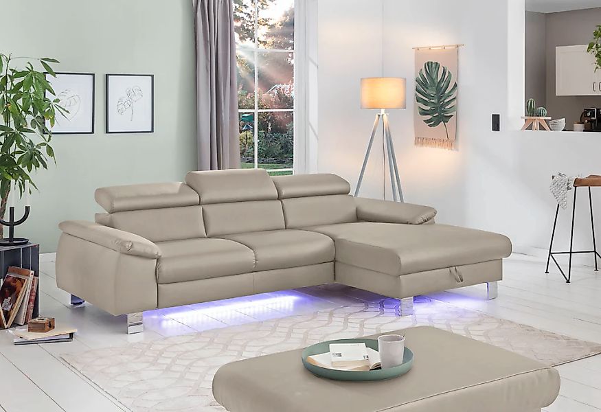 COTTA Ecksofa "Komaris L-Form, B: 244 cm" mit Kopfteilverstellung, optional günstig online kaufen