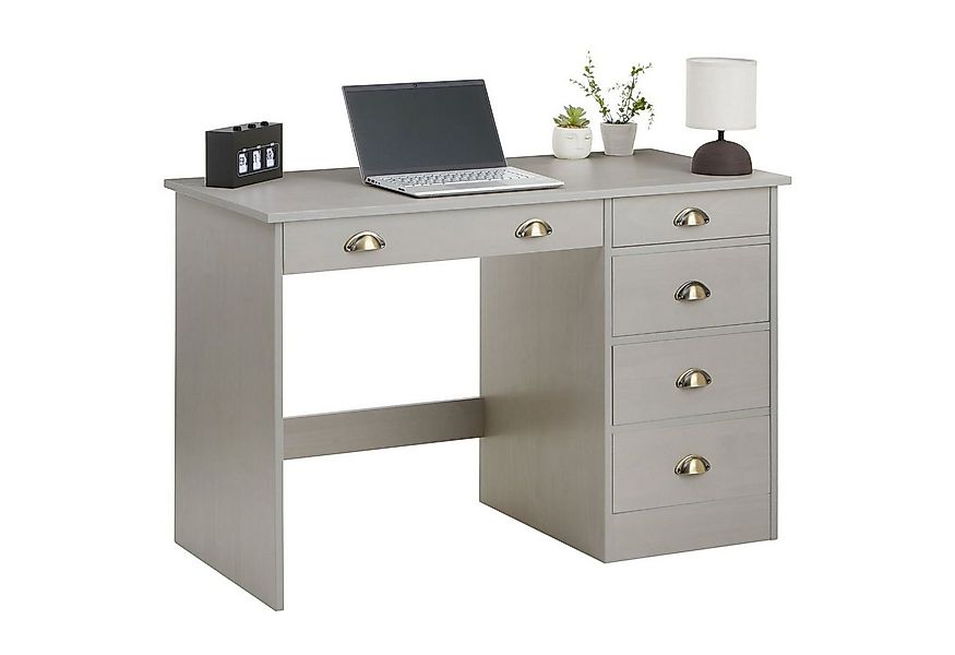 IDIMEX Schreibtisch LANA, Bürotisch mit 5 Schubladen Landhausstil Massivhol günstig online kaufen