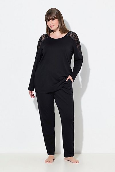 Ulla Popken Pyjama Pyjama Spitze Rundhals Langarm Modalmix günstig online kaufen