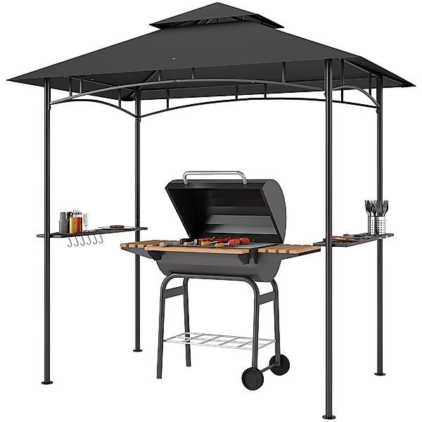 Outsunny Grillpavillon mit LED 240 x 150 x 258 cm wasserabweisend flammhemm günstig online kaufen