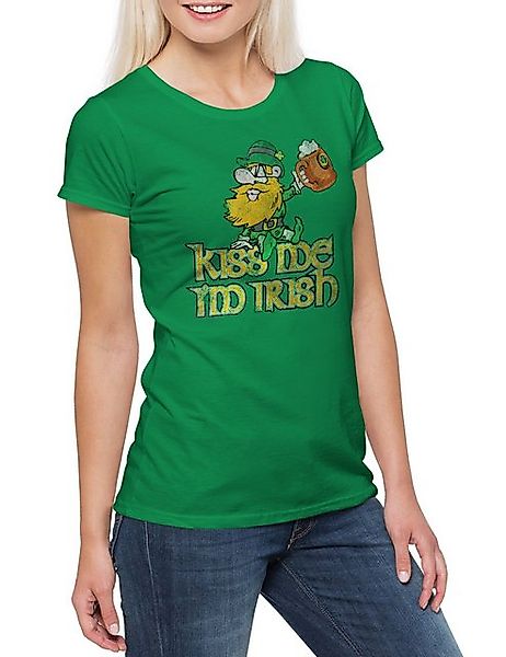 Urban Backwoods Print-Shirt Kiss Me I'm Irish Vintage Damen T-Shirt Cloverl günstig online kaufen