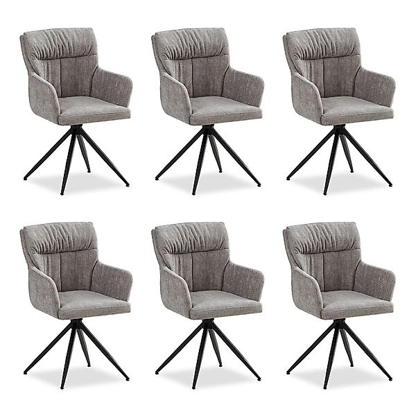 Homestyle4u 6er Set Polsterstühle Drehbar in Grau 2849 günstig online kaufen