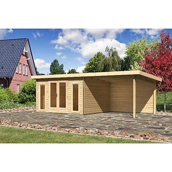 Karibu Holz-Gartenhaus Norrköping Naturbelassen Pultdach 365 cm x 305 cm günstig online kaufen