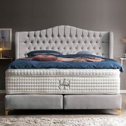 BettCo Boxspringbett Maison (in Silber Samt, günstig online kaufen