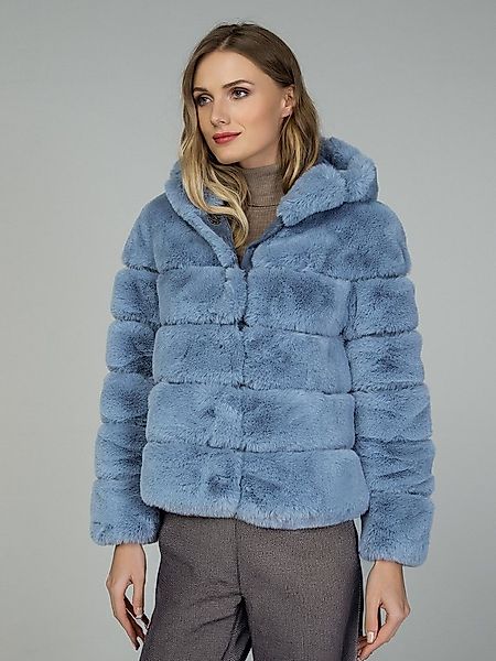 Passioni Fellimitatjacke Felljacke in Steppoptik mit Kapuze mit seitlichen günstig online kaufen