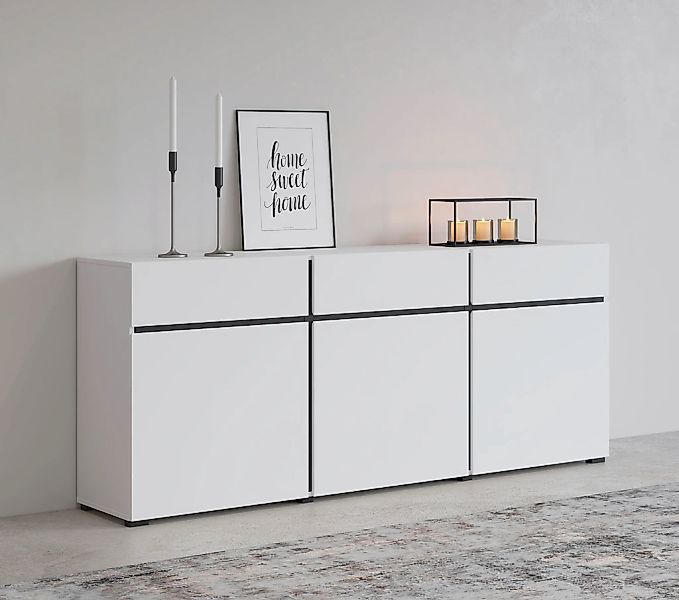 INOSIGN Kommode "Cross,Breite 180 cm, moderne grifflose Kommode,3 Türen/3 S günstig online kaufen