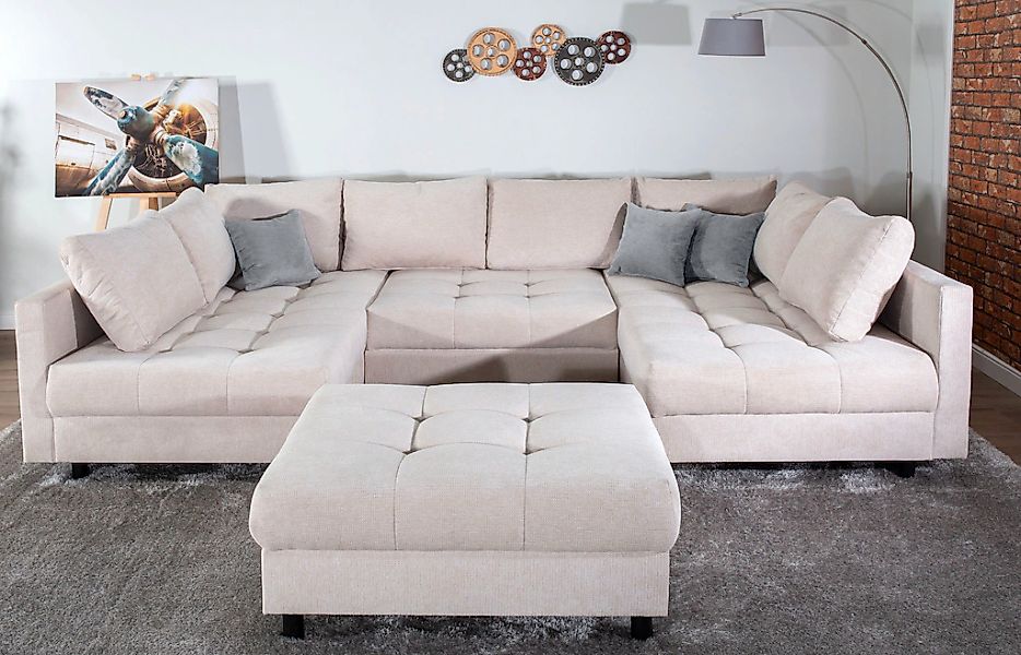 Home affaire Wohnlandschaft "Toni U-Form", mit zwei gleich großen Ottomanen günstig online kaufen