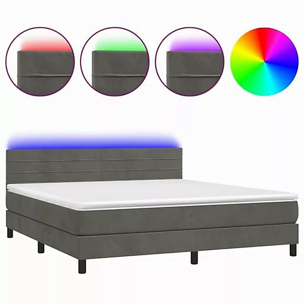 vidaXL Boxspringbett Boxspringbett mit Matratze LED Dunkelgrau 160x200 cm S günstig online kaufen