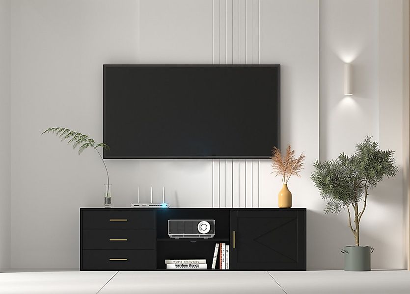 HOMAVO Lowboard TVG1-S mit 3 Schubladen & Schiebetür, 160 cm günstig online kaufen