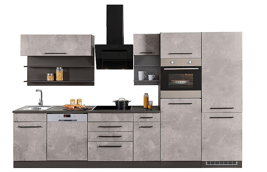 KOCHSTATION Küchenzeile "KS-Tulsa" mit E-Geräten, Breite 330 cm, schwarze M günstig online kaufen