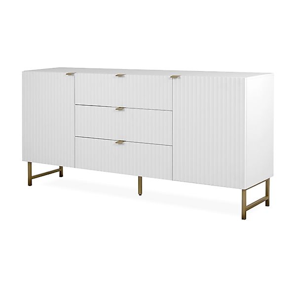 Furn.Design Sideboard Weiß Gold 179 cm 2-türig 3D Struktur Soft-Close Hawic günstig online kaufen
