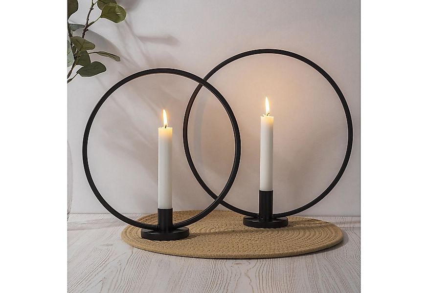 habeig Kerzenhalter 2er Set Kerzenhalter-Ring schwarz günstig online kaufen