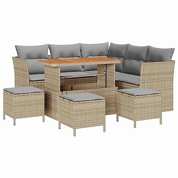 vidaXL 9-Teiliges Garten-Sofa-Set mit Kissen in Beige aus Poly Rattan und A günstig online kaufen