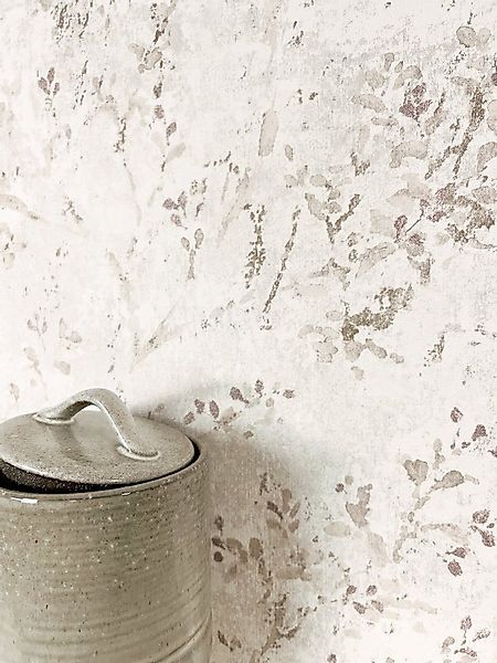 Newroom Vliestapete, Beige Tapete Floral Blätter - Vintage Blumentapete Hel günstig online kaufen